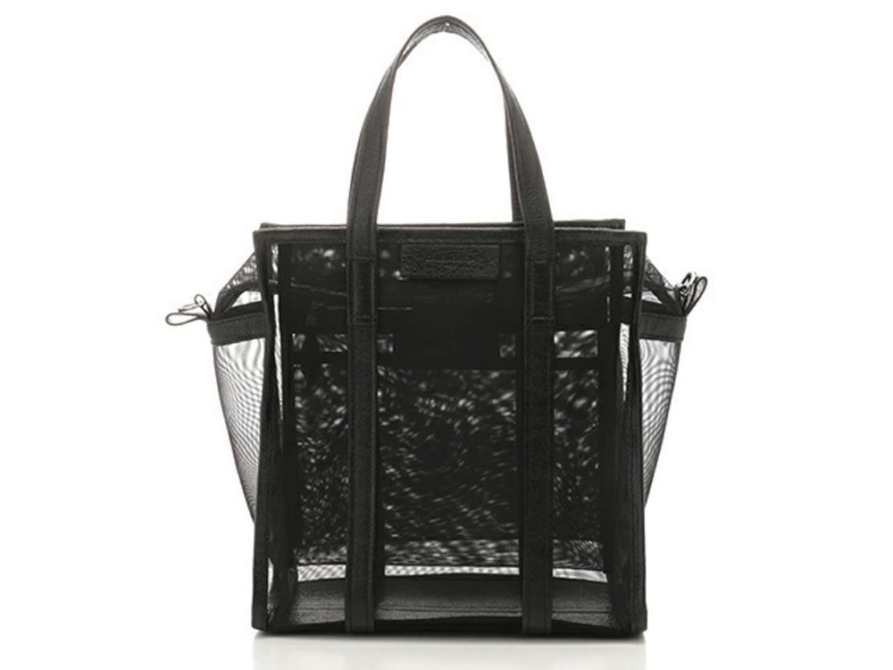 Balenciaga Handbag Bazaar Shopper Mesh Leather Black